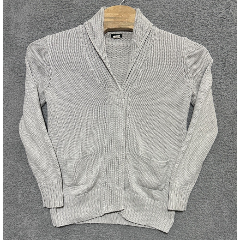 J.Crew Shawl Collar Cardigan Hidden Buttons Ivory Sweater Mens Large